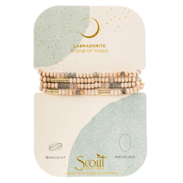 Scout jewelry featuring natural gemstone beads on bracelet