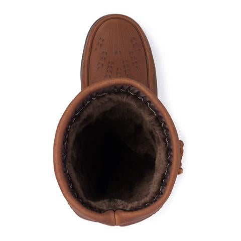 Ladies tall leather tobacco Manitobah Mukluk tamarack boot.