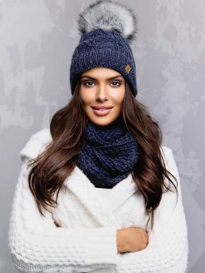 Wooly hat with 2024 large pom pom