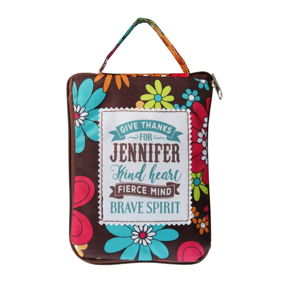 Beautiful Print Tote Bag With A Nice Quote "Give Thanks For Jennifer Kind Heart Fierce Mind Brave Spirit"