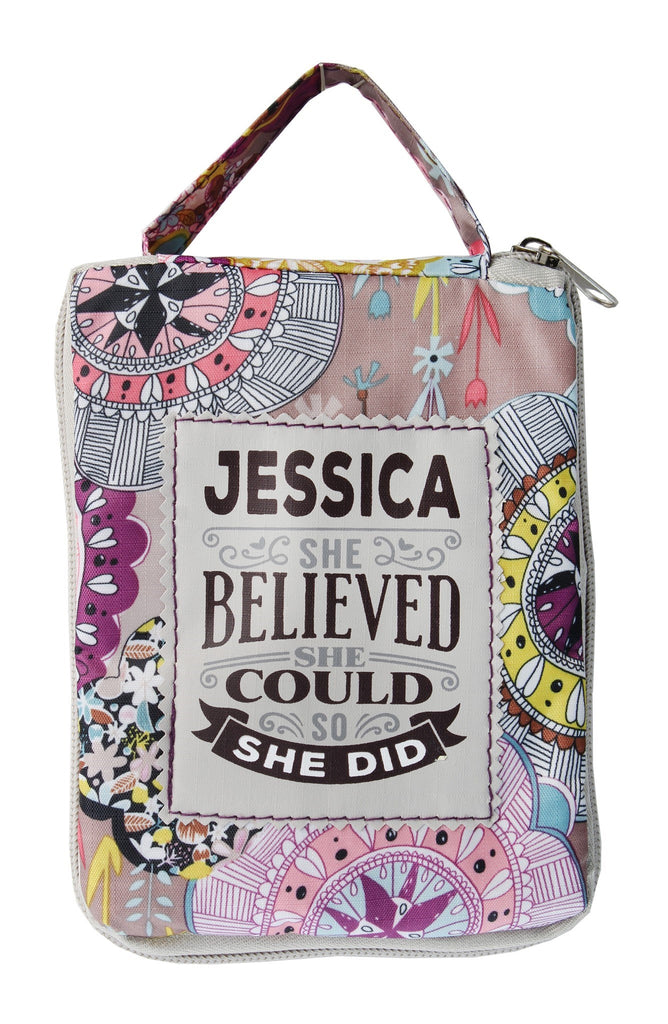 Beautiful Print Tote Bag With A Nice Quote "Jessica, She Believed She Could So She Did"