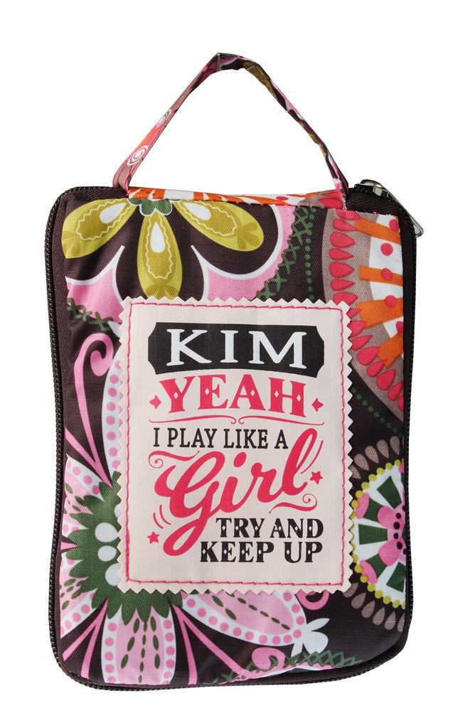 Beautiful Print Tote Bag With A Nice Quote "Kim, Yeah I Play Like A Girl Try And Keep Up"