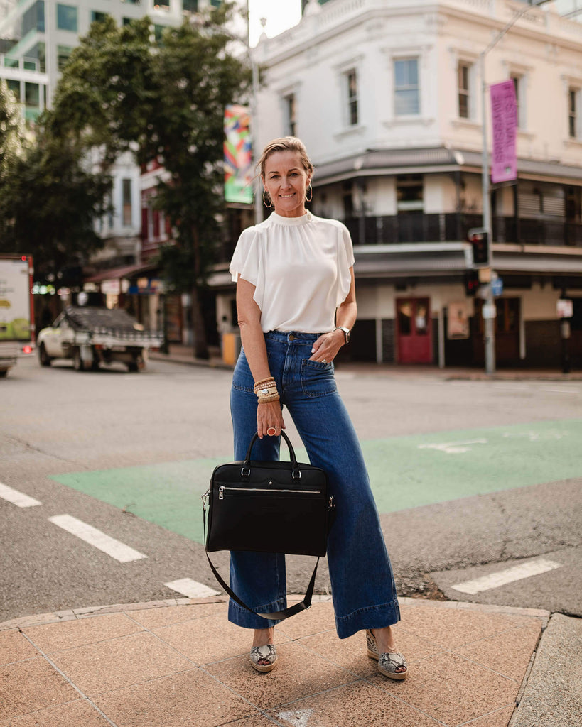 Polyurethane Vegan Leather Louenhide bag featuring a Portland laptop bag