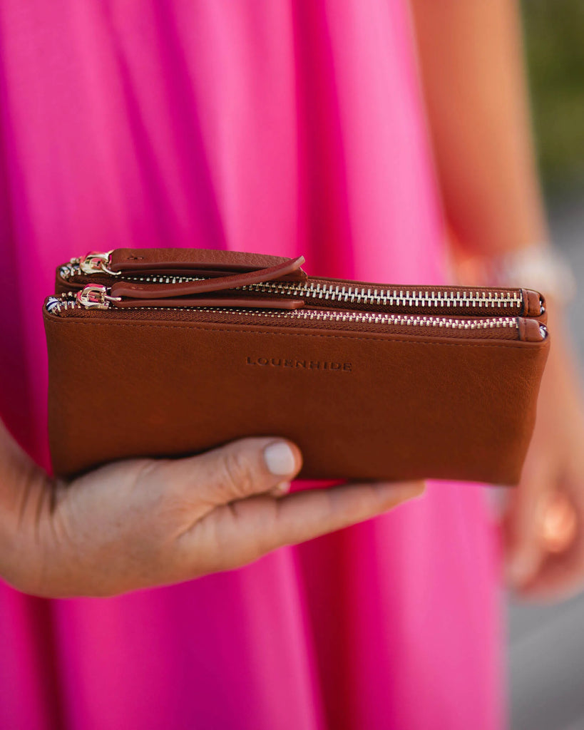 Polyurethane Vegan Leather Louenhide wallet featuring the delta 12 card holder, 2 note pockets and 2 zip coin pocket wallet