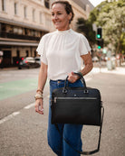 Polyurethane Vegan Leather Louenhide bag featuring a Portland laptop bag