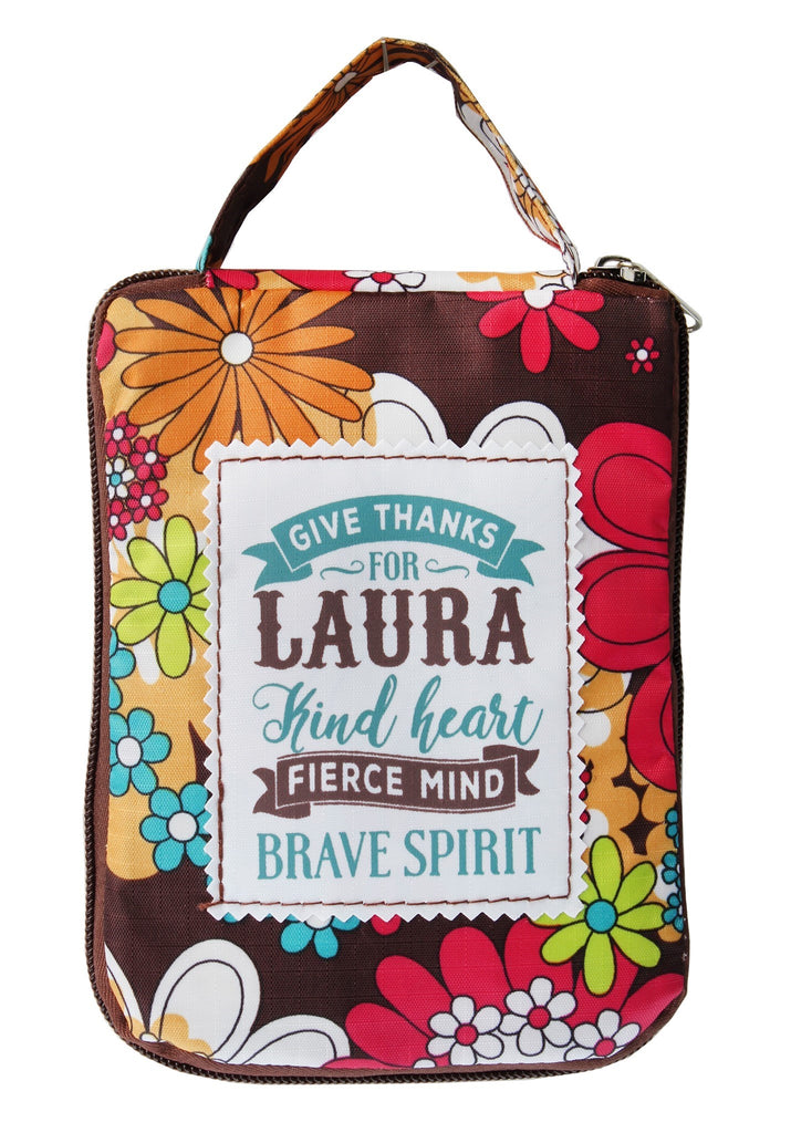 Beautiful Print Tote Bag With A Nice Quote "Give Thanks For Laura Kind Heart Fierce Mind Brave Spirit"