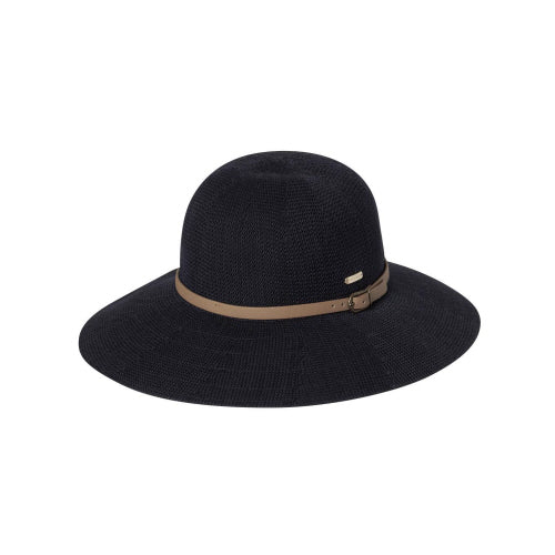 Kooringal womens summer sun hat featuring a stylish and fashionable faux leather crown band and wide brim