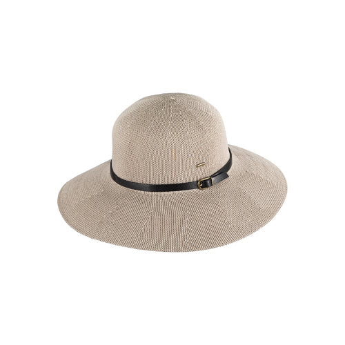 Kooringal womens summer sun hat featuring a stylish and fashionable faux leather crown band and wide brim