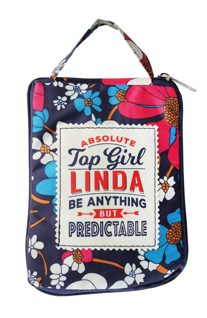 Beautiful Print Tote Bag With A Nice Quote "Absolute Top Girl Linda, Be Anything But Predictable"