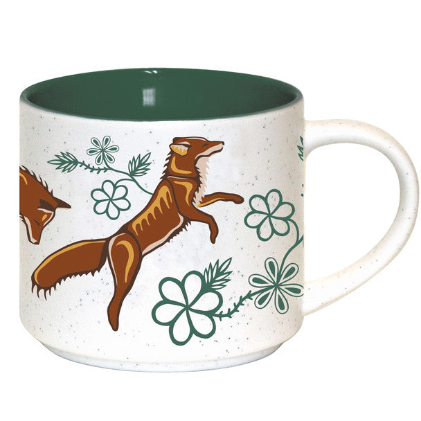 16oz Ceramic Mug With Glossy Finish And Fox Design