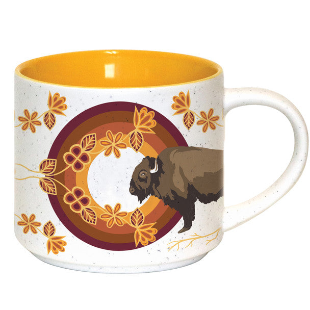 16oz Ceramic Mug With Glossy Finish And Buffaloes Design