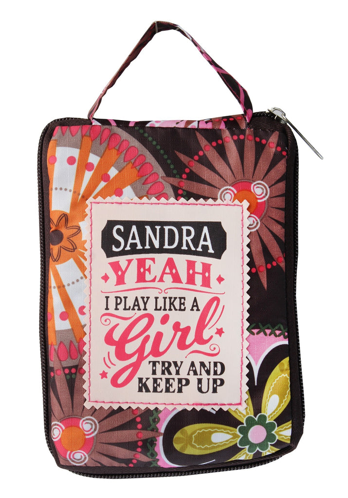 Beautiful Print Tote Bag With A Nice Quote "Sandra, Yeah I Play Like A Girl Try And Keep Up"