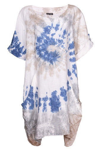 Tie Dye Oversized Tunic  sand/grey